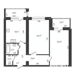 2-к квартира, вторичка, 58м2, 5/12 этаж