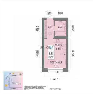 1-к квартира, вторичка, 24м2, 12/14 этаж