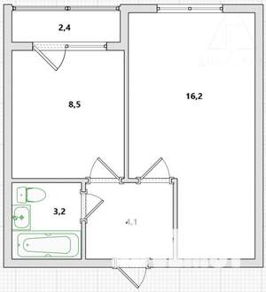 1-к квартира, вторичка, 33м2, 2/5 этаж