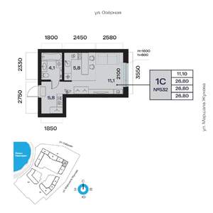 1-к квартира, вторичка, 27м2, 7/32 этаж