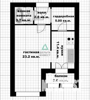 1-к квартира, вторичка, 46м2, 5/12 этаж