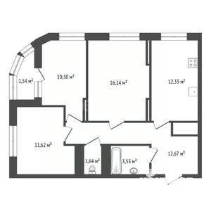 3-к квартира, вторичка, 70м2, 24/25 этаж