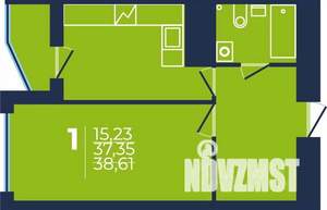 1-к квартира, строящийся дом, 38м2, 19/25 этаж