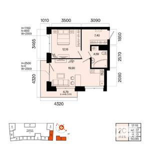 2-к квартира, вторичка, 46м2, 5/9 этаж
