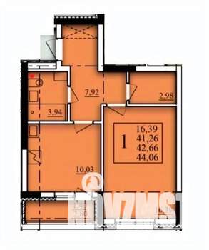 1-к квартира, вторичка, 43м2, 1/21 этаж