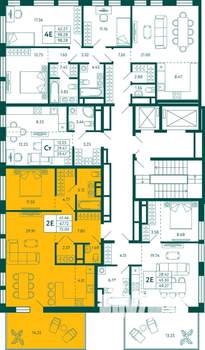 1-к квартира, строящийся дом, 72м2, 13/14 этаж
