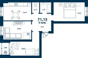 3-к квартира, вторичка, 71м2, 5/5 этаж