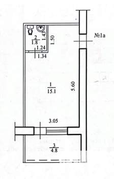 Студия квартира, вторичка, 19м2, 1/12 этаж