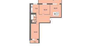 3-к квартира, вторичка, 76м2, 6/12 этаж