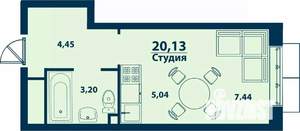 1-к квартира, вторичка, 20м2, 17/24 этаж