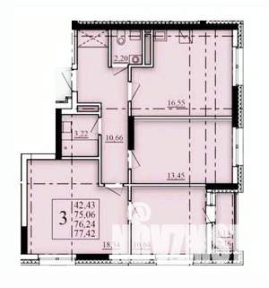 3-к квартира, строящийся дом, 76м2, 7/25 этаж