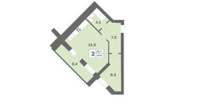 2-к квартира, вторичка, 44м2, 6/12 этаж