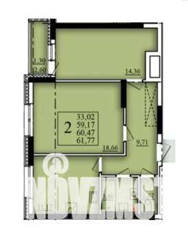 2-к квартира, вторичка, 60м2, 2/21 этаж