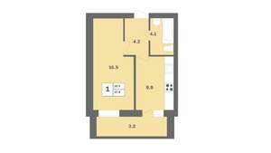 1-к квартира, вторичка, 38м2, 3/12 этаж