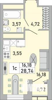 1-к квартира, вторичка, 29м2, 14/24 этаж