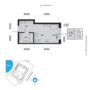 1-к квартира, вторичка, 24м2, 2/32 этаж