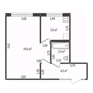1-к квартира, вторичка, 32м2, 1/5 этаж