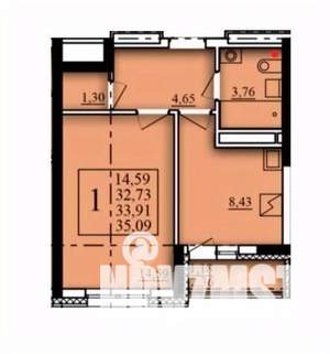 1-к квартира, строящийся дом, 34м2, 5/21 этаж