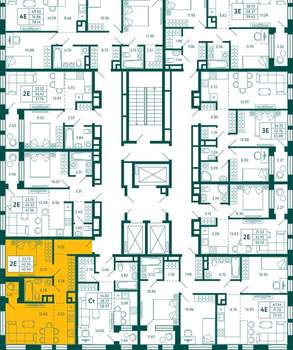 1-к квартира, строящийся дом, 43м2, 22/27 этаж