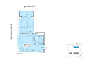 2-к квартира, строящийся дом, 36м2, 9/25 этаж