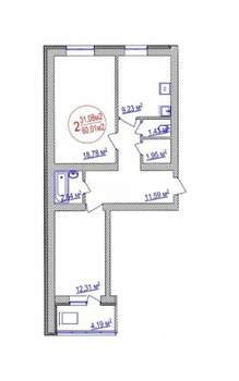 2-к квартира, вторичка, 60м2, 14/14 этаж