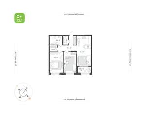 2-к квартира, вторичка, 72м2, 17/18 этаж