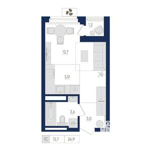 1-к квартира, вторичка, 25м2, 14/22 этаж