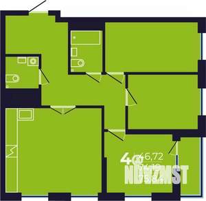 4-к квартира, строящийся дом, 76м2, 22/25 этаж