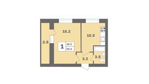 1-к квартира, вторичка, 38м2, 2/9 этаж