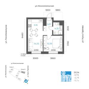 2-к квартира, вторичка, 41м2, 13/17 этаж