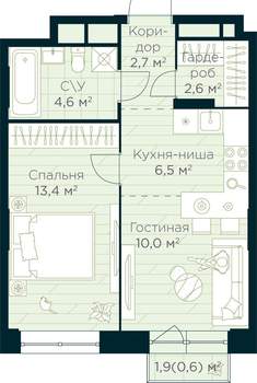 1-к квартира, вторичка, 40м2, 27/30 этаж
