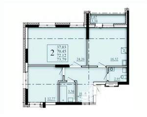 2-к квартира, строящийся дом, 72м2, 2/25 этаж