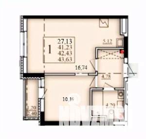 1-к квартира, строящийся дом, 42м2, 10/25 этаж