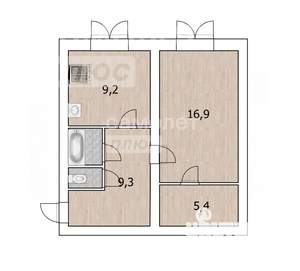 1-к квартира, вторичка, 44м2, 1/9 этаж
