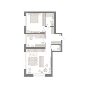 2-к квартира, вторичка, 74м2, 7/23 этаж