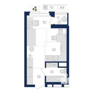 1-к квартира, вторичка, 25м2, 2/25 этаж