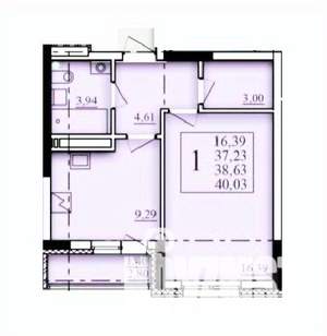 1-к квартира, строящийся дом, 39м2, 3/25 этаж