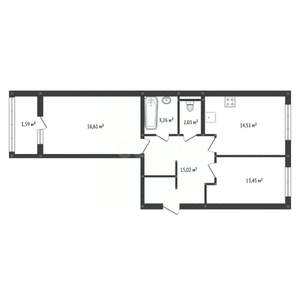 3-к квартира, вторичка, 65м2, 11/17 этаж