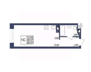Студия квартира, строящийся дом, 27м2, 21/34 этаж