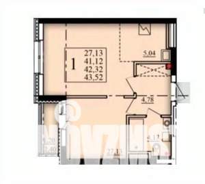 1-к квартира, строящийся дом, 42м2, 15/21 этаж