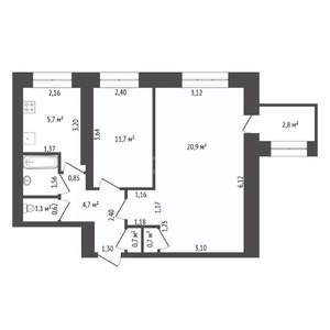 2-к квартира, вторичка, 44м2, 7/9 этаж