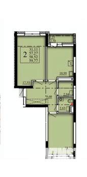 2-к квартира, вторичка, 59м2, 10/21 этаж