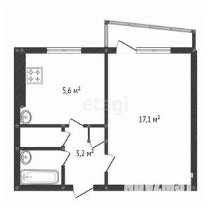 1-к квартира, вторичка, 32м2, 6/12 этаж
