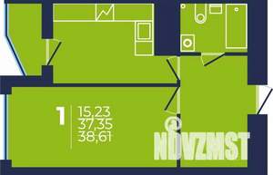 1-к квартира, строящийся дом, 38м2, 17/25 этаж