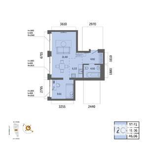 2-к квартира, вторичка, 46м2, 19/32 этаж