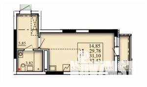 Студия квартира, строящийся дом, 31м2, 13/21 этаж