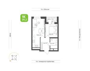 1-к квартира, вторичка, 39м2, 9/25 этаж
