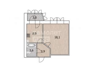 1-к квартира, вторичка, 34м2, 6/9 этаж