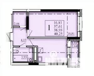 1-к квартира, строящийся дом, 39м2, 4/25 этаж