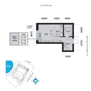 1-к квартира, вторичка, 28м2, 5/32 этаж